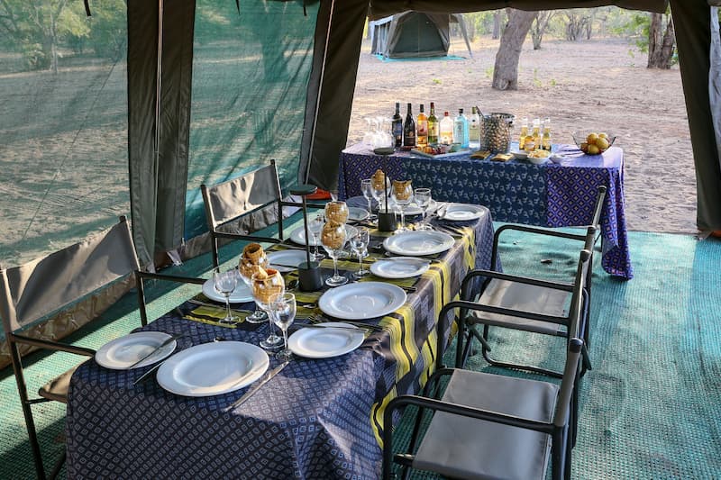 Luxury camping dining area