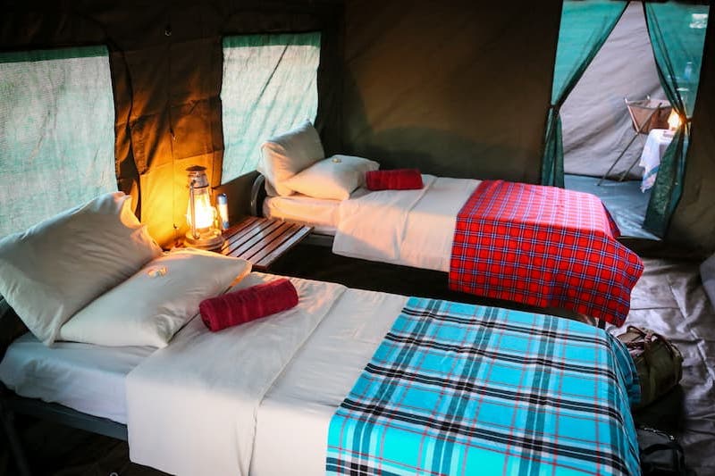 Luxury camping tent beds